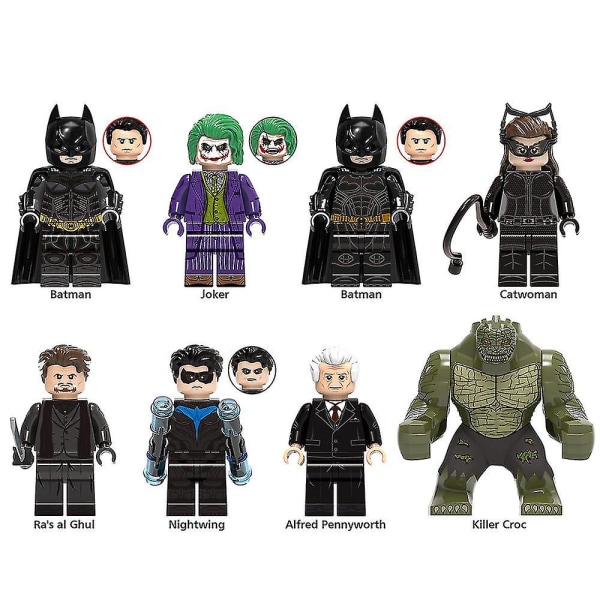 8 stk Super Hero Series Minifigurer Byggeklosser Kit, Batman Joker Samlet Mini Action Figurer Lekesett Barnegaver [DB]