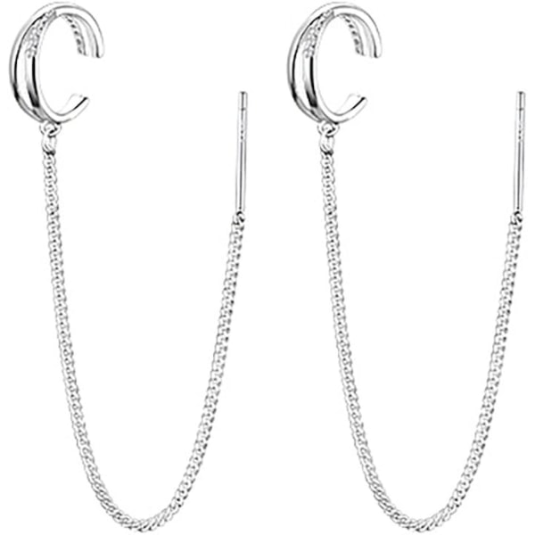 925 Silver Dangle örhängen för kvinnor Chain Threader Hängande örhängen lång tofs