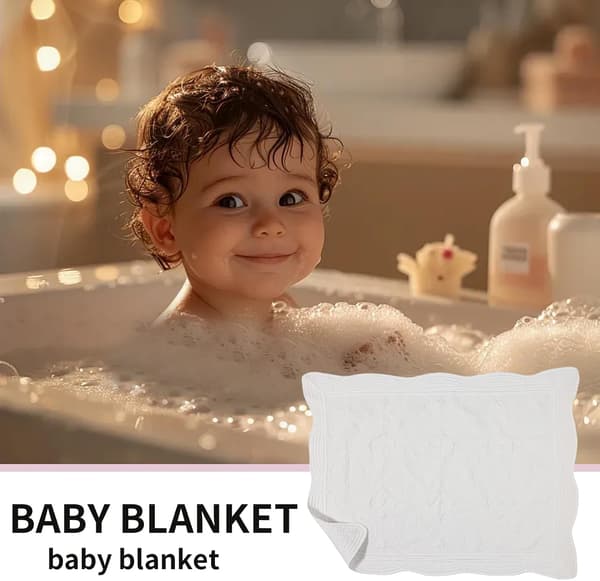 Småbarnsteppe - Preget vattert babyteppe - Maskinvaskbart bærbart småbarnsbarnehageteppe, sammenleggbart svøpeteppe for barnevogn bil [DB] White