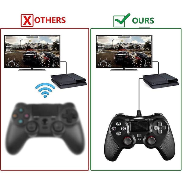 Ps4 Kablet Controller Til Playstation 4, Dobbelt Vibration Usb Joystick [DB]