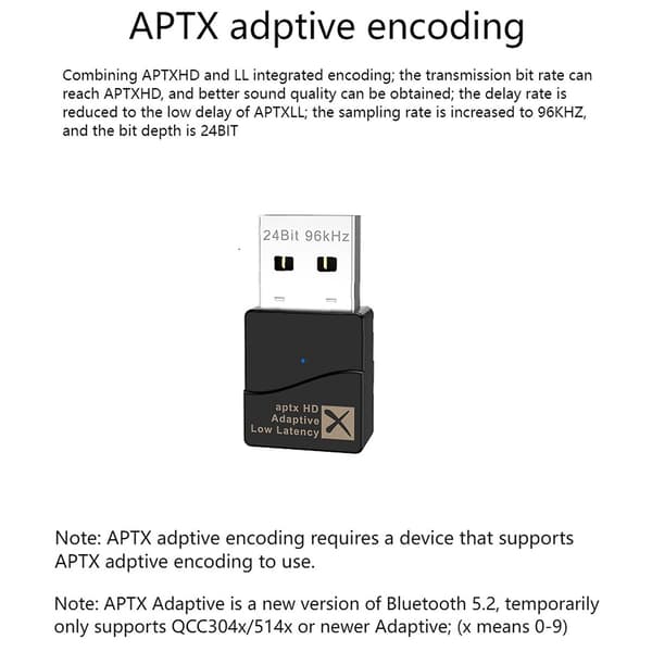 APTX Adaptive, USB Bluetooth 5.2 -äänenlähetin, ajurivapaa C [DB]