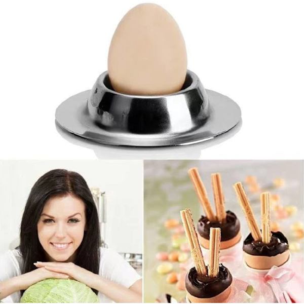 Universal rustfritt stål eggkoppsett, stabelbare eggkopp kjøkkenredskaper (sett med 7)
