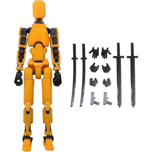 T13 Actionfigur, Titan 13 Actionfigur, 3D-trykt multileddet bevegelig T13 Actionfigur, Lucky 13 Actionfigur Skrivebordsdekor Gave Db Yellow