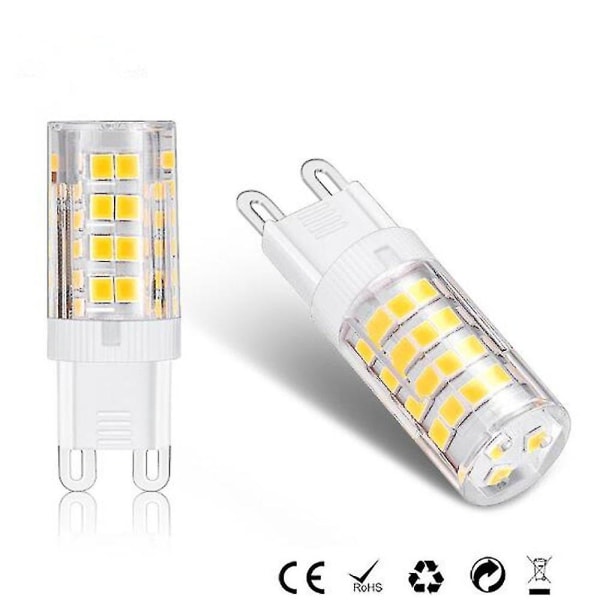 Db G9 LED-pære, varm hvid 3000k G9 svarende til en 40w halogenpære, ikke-dæmpbar, pakke med 10 (hs