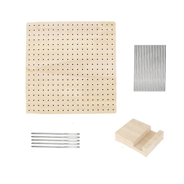 Virkad blockbräda, handgjorda stickade blockmattor och nålar för sticknings- och virkningsprojekt