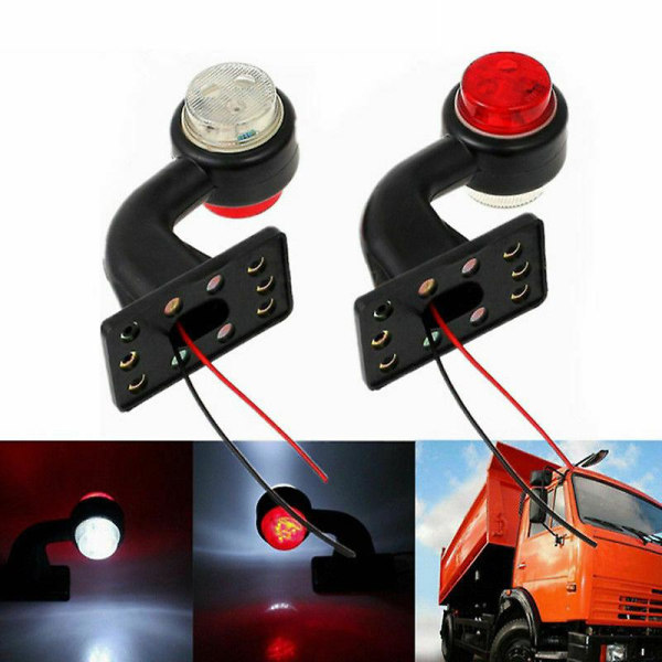 2X 12-24V LED Sidemarkeringslygter Albue Outline Baglygte til trailer lastbil lastbil Db Photo Color