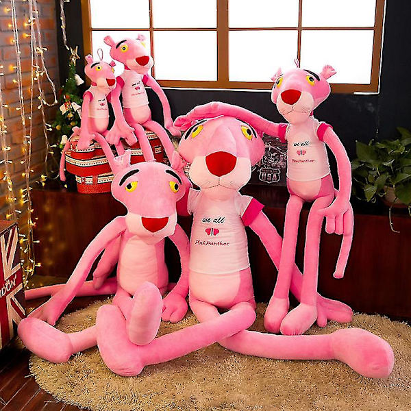 Rosa Pantern Plyschleksak Stygg Leopard Dock Cartoon Animation Figur {Db) naked 60cm