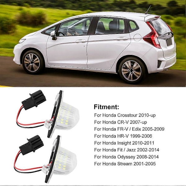 2 stk. 18 LED Venstre & Højre Bil Nummerpladelygte til Honda Fit / Jazz 2002-2014 [db]