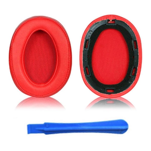 1 Par Øreputer i Proteinlær for Sony MDR-100ABN/WH-H900N Hodetelefoner med Mini Brekkjern db Red