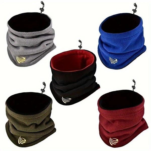 1 stk Kaldsikkert Dobbeltbruks Fleece Tykkere Halsduk Og Hette For Utendørs Sykling Og Ski Gray Black