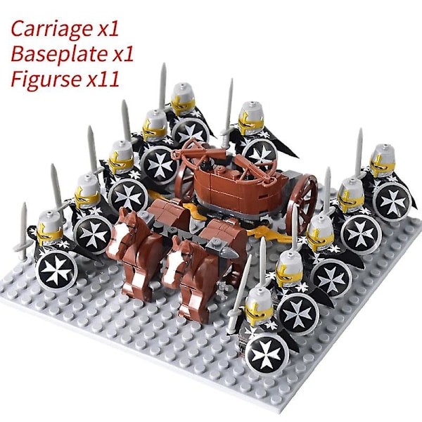 Mini actionfigurer af middelalderlige riddere, byggeklodser, romersk vogn, karet, soldat, krigshest, klodser, legetøj til børn, gave Db Set 31