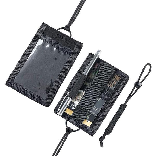 Taktisk ID-kortholder Organizer Hook&Loop Patch Badge Holder med nakkestropp [DB] Black