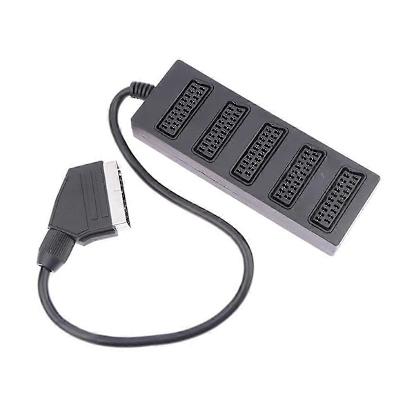 21-stifts Scart 5-vägsdelare 21p Scart hane till 5 honadapterkontakt 5-vägs Scart en delare Int [DB] Black