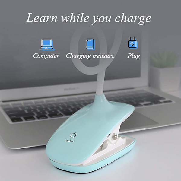 LED Clip-on Leselampe Dimbar Øyebeskyttelse Bordlampe A-YUHAO [db] Blue