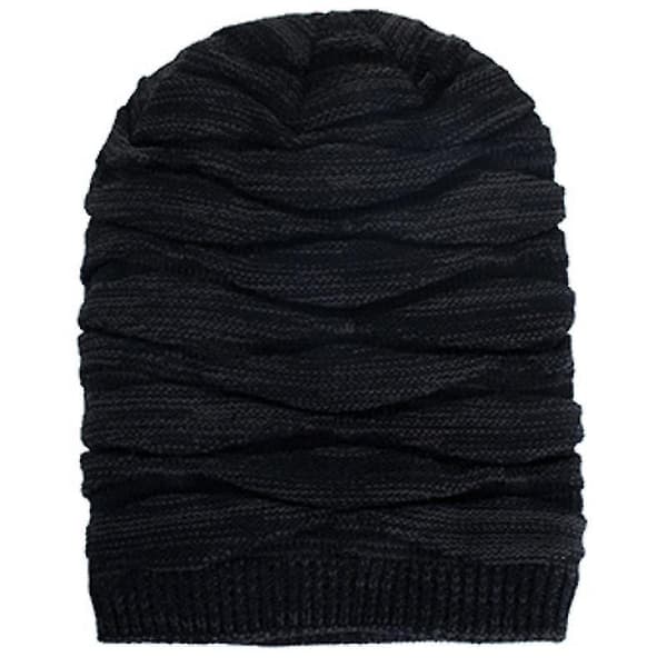 Unisex Oversized Slouch Lång Beanie Hatt Vinter Varm Stickad Wrap Cap db Black
