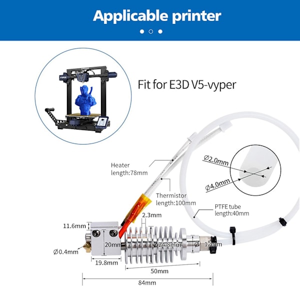 24v40w Til udskiftning af 3D-printer Kompatibel med 3D-printer{ DB} Vyper Hotend