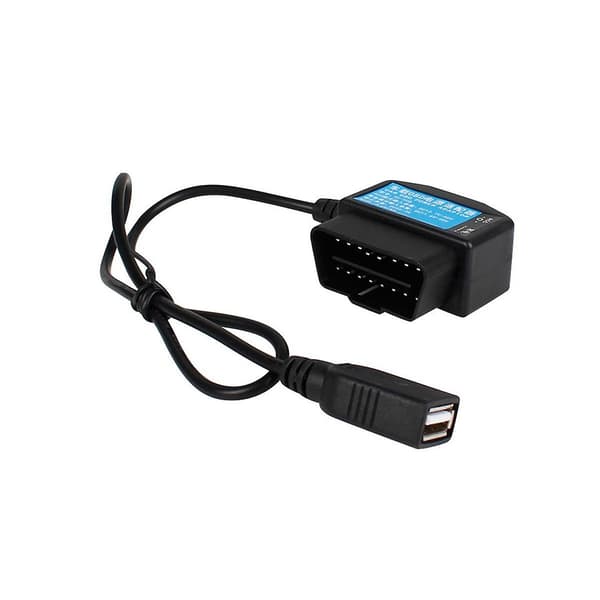 24 timer 5V 3A USB bilopladerkabel OBD hardwire-sæt med switch 0,5 meter ledning til dashcam videokamera bil DVR (FW) Black