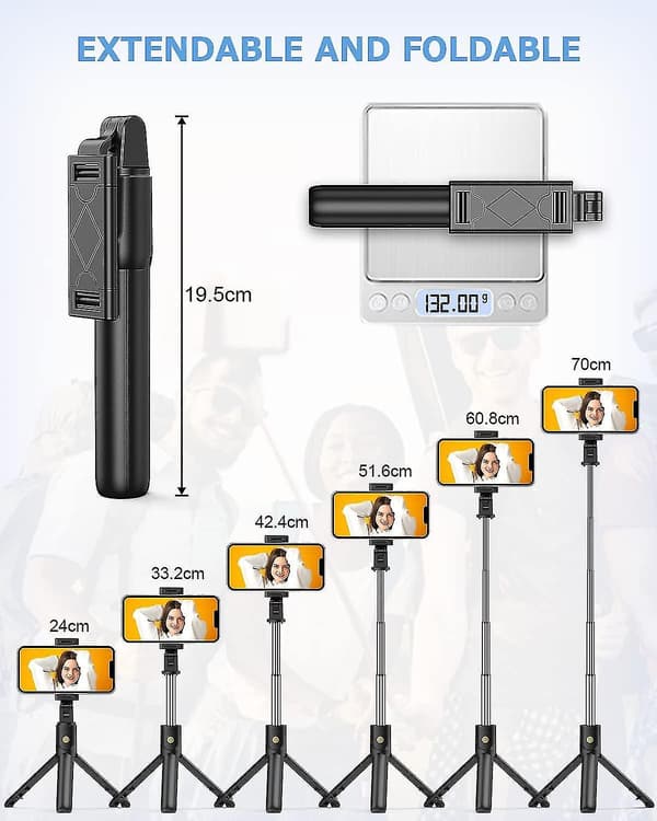 3-i-1 stativ för mobiltelefon och selfiestick[DB]