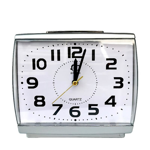 Analog väckarklocka för äldre, tyst utan tickande med snooze och bakgrundsbelysning, crescendo högt alarm, stora siffror för enkel läsning vit db