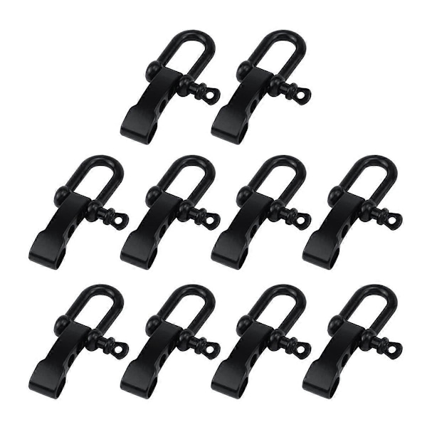 10 stk. Paracord Armbånd Lænke Spænde, Bue Anker Lænke Lås D Lænke Klips Justerbar til Overlevelse [DB] Black