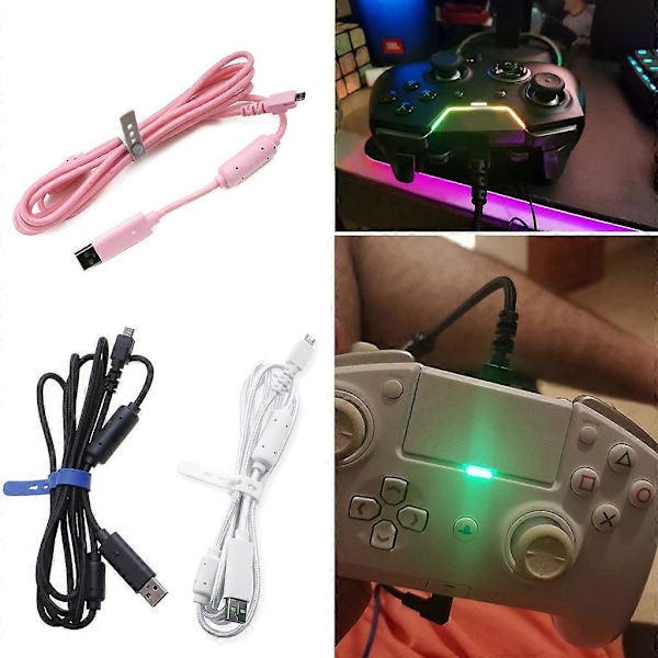 Ersättnings-USB-kabel för Razer Wildcat / Razer Raiju PS4 Svart/Vit/Rosa [DB] Black