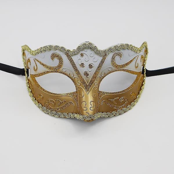 Venice Felina ögonmask, guld, elastisk, ornament, maskeradbal, Venedig, karneval, temafest, co[DB]