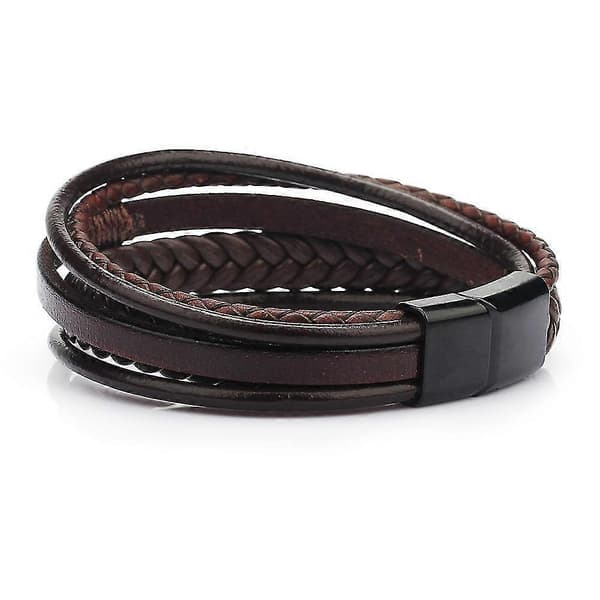 Trendiga Äkta Läderarmband Herr Multilayer Flätat Rep Bra [DB]