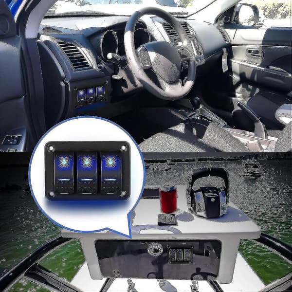 3-veis bryterpanel, 12v/24v bryterpanel med dobbel LED elektrisk tavle båt bil Tench Co panel [DB]