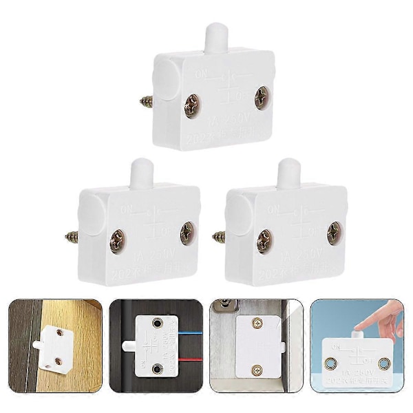 3 stk Dørbryter Automatisk Lysbryter Berøringslampe Elektrisk Lysbryter db White 1 3.30X2.30X1.00CM