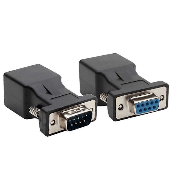 2 st 9-stifts seriell port DB9 RS232 hane hona till RJ45 Cat5e/6 Ethernet-adapter [DB]