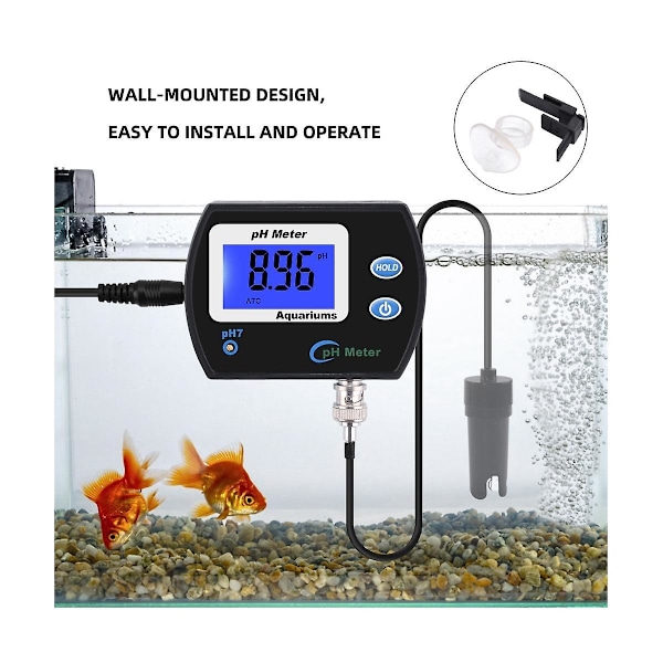 Nøyaktig PH-måler for akvarium Multi-Parameter Vannkvalitetsmonitor Online PH-måler Acidometer E [DB] Black