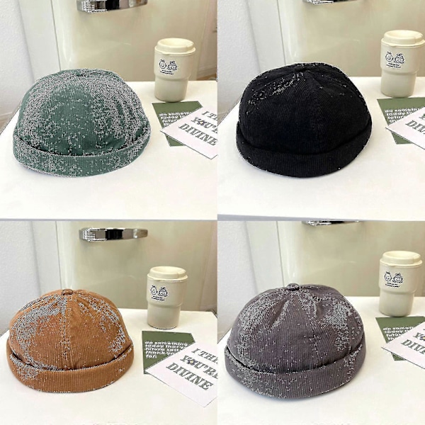 Retro Corduroyhatt utan brätte med justerbar arbetshätt Docker Cap db Camel