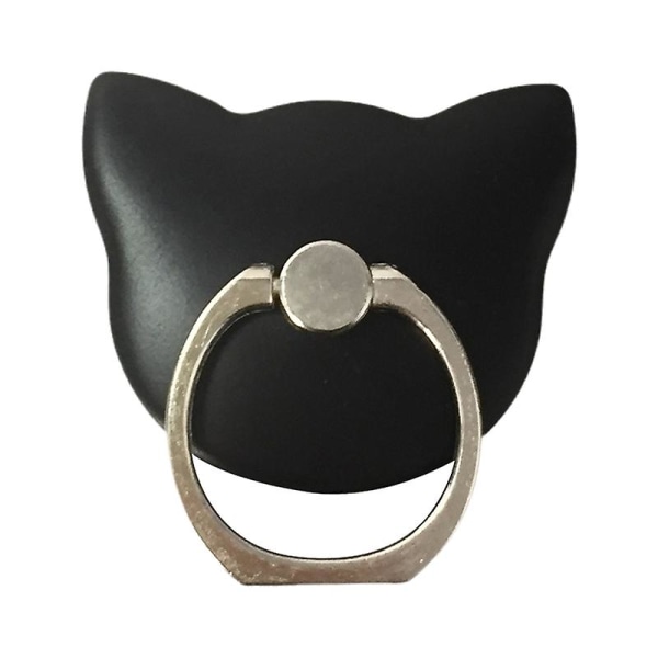 Mobiltelefon roterende holder katteform højviskositet zinklegering ringspænde Jikaix Black
