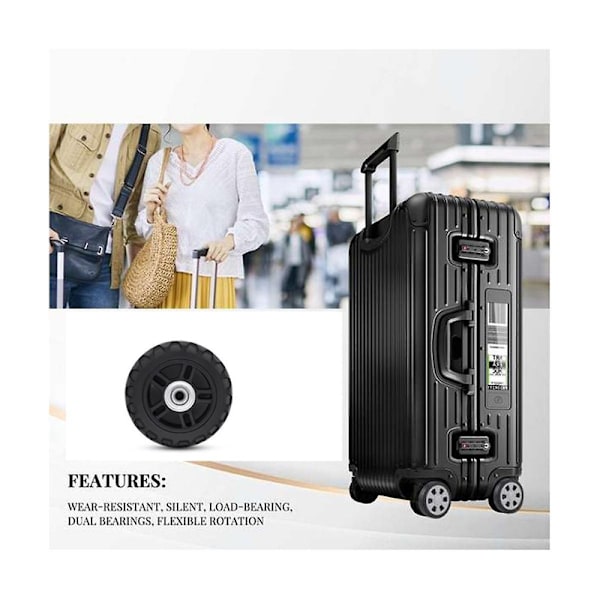 Kuffert Hjul 1 Par Bagage Kuffert Udskiftningshjul Aksler Deluxe Reparation Deluxe Reparation Også DB Black