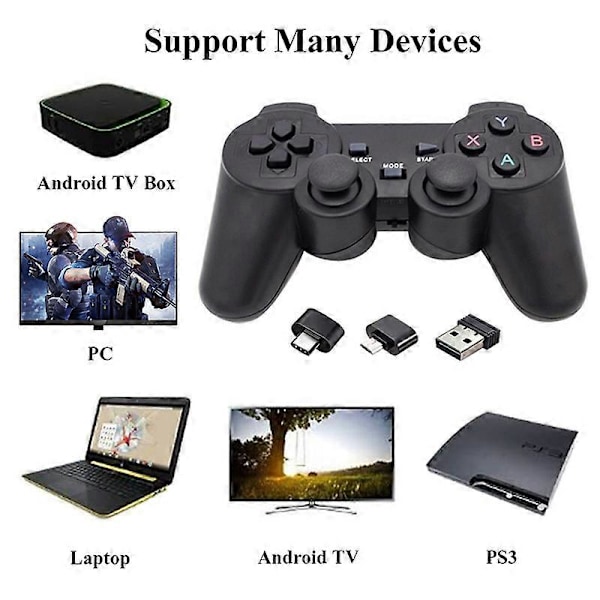 2,4 GHz Trådlös Spelkontroll för PC Laptop USB Spelkontroll Joystick för PS3 Android TV Box Windows Raspberry Pi 4 3 Joypad [DB] 1pcs Blue