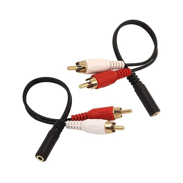 3,5 mm hunn til 2 RCA hann stereo Y-kabel 10-pakning, gullbelagt adapter for TV, smarttelefon, MP3, nettbrett, høyttaler