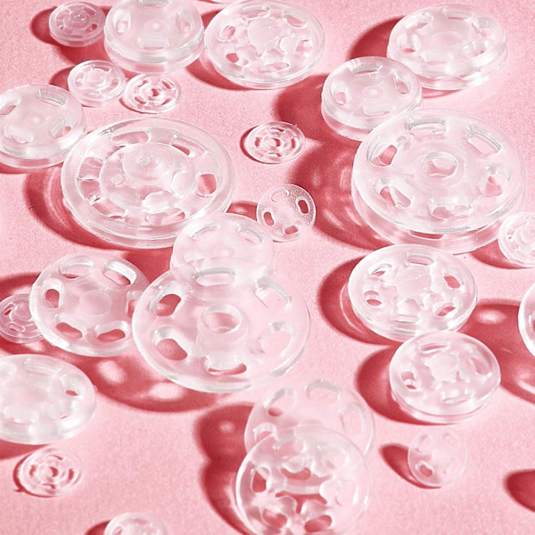 100 par tryckknappar - transparenta, DIY-knappar