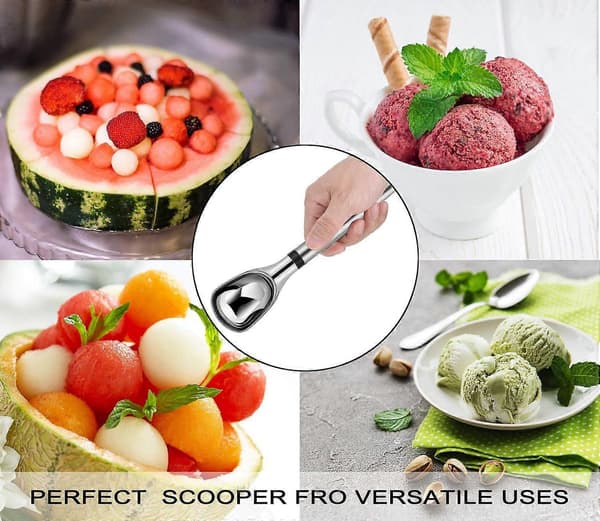 Iskremøse i rustfritt stål – ergonomisk for hard iskrem – tåler oppvaskmaskin [DB]