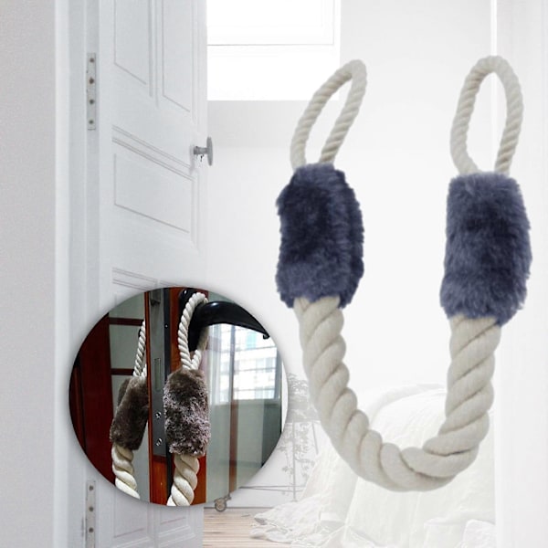 Dørhåndtak Trekktau Anti-Klype Stropper Stopper Multifunksjonell Hund Fingerbeskytter Dørtau for Soverom Stue db blue 60cm