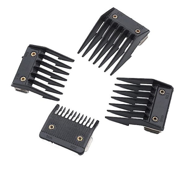 4-delars kamset för Wahl med metallbaksida skärguide 3mm 6mm 9mm 12mm db Black