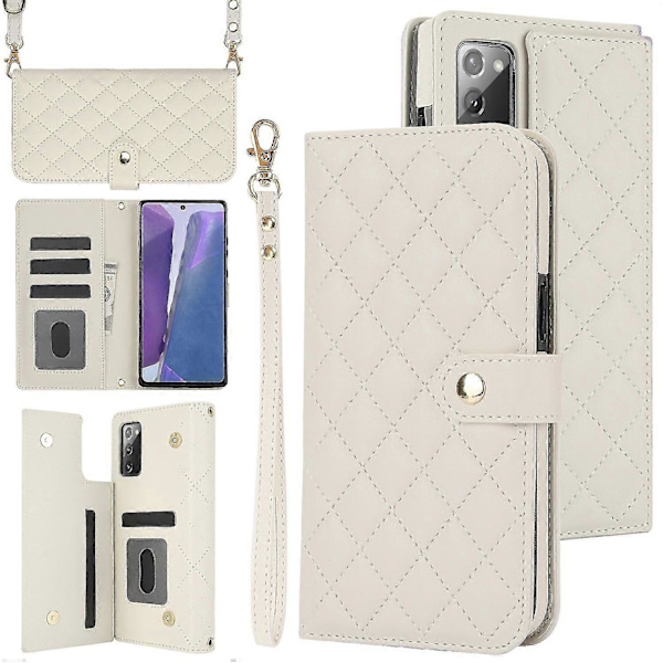 Rombiskt Läderfodral För Samsung Galaxy Note20 [DB] White