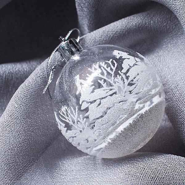6 st julgranskulor i glas med snöboll, hängande dekorationer, julgran, hemdekorationer, 6 cm {db}