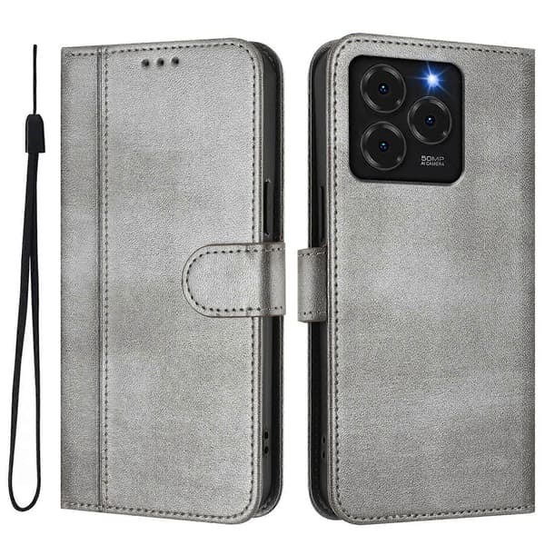 Linjeskarvspänne Retro Läder Telefonfodral [DB] Grey For Ulefone Note 20 Pro