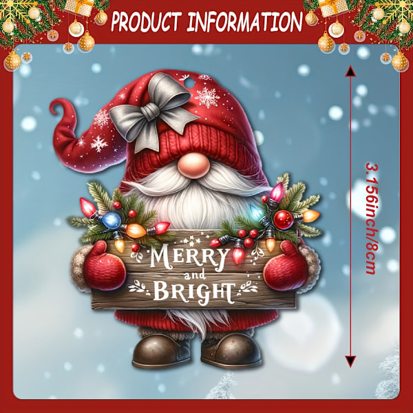 12 st Handgjorda Trähängande Jultomtar - Perfekt Present för Julen - Inga Batterier Krävs 12pcs Set