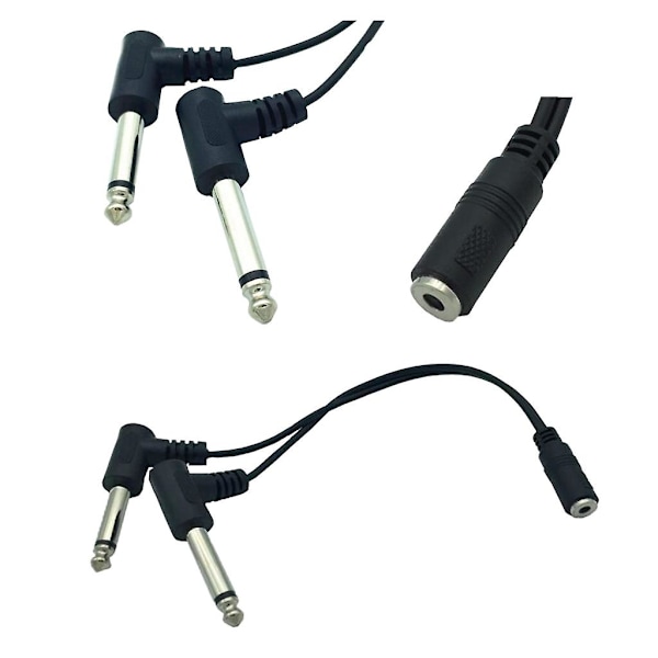 3,5 mm 1/8 tommers TRS stereo hunnkontakt til dobbel 1/4 6,35 mm hannkontakt mono kabel db