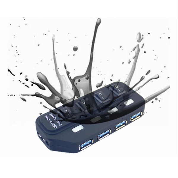 4-porters USB3.0-hub med av/på-bryter USB-splitter multiport-ekspanderadapter [DB]
