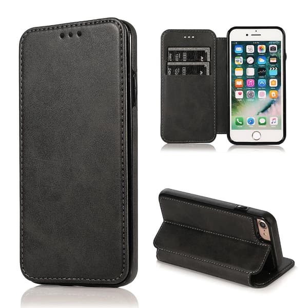 Knight Læder Etui Til iPhone SE 2022 / SE 2020 / 7 / 8 [DB] Black
