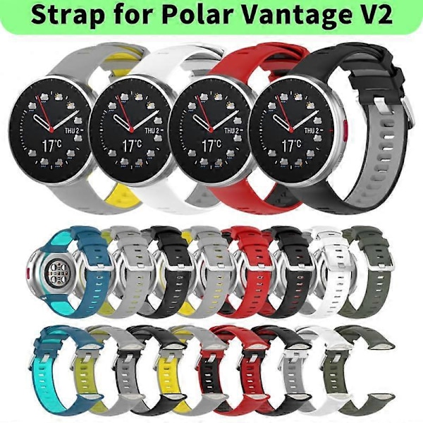 Silikonrem til Polar Vantage V2 Smartwatch - Udskiftningsarmbånd, Håndledsrem til Polar Vantage V2 Smartwatch DB A2213