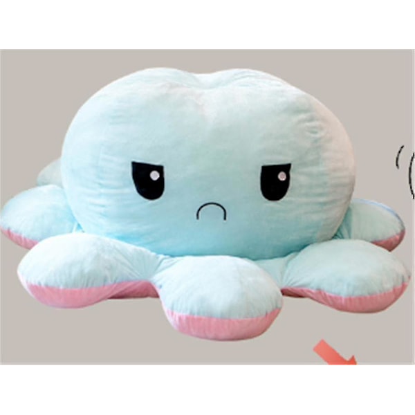 Flip Octopus Doll Stor Dobbeltsidig Flip Mood Face Changing Doll Angry Dekompresjonsplysj Diameter 90cm [db]