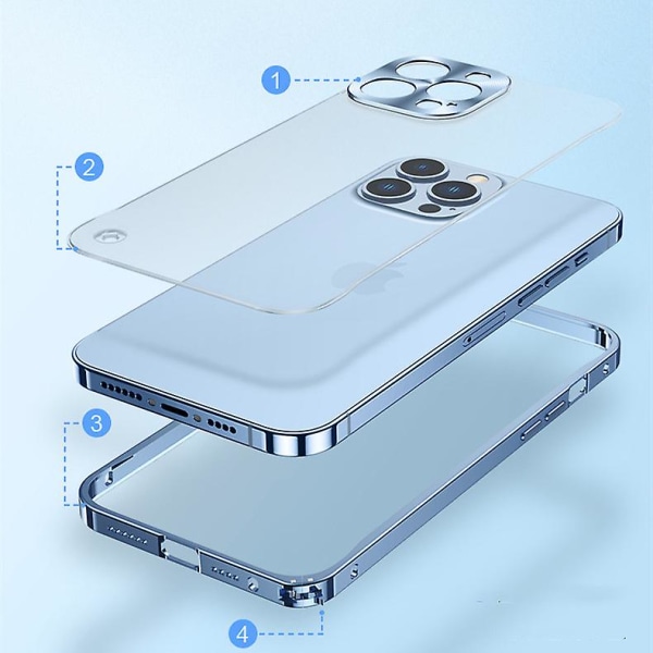 Enkel stil metalramme frostet bagplade Ultratyndt mobiltelefonetui Kompatibel Iphone11 12pro 13pro Max